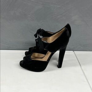 Emporio Armani Black Velvet Peep-Toe Heels